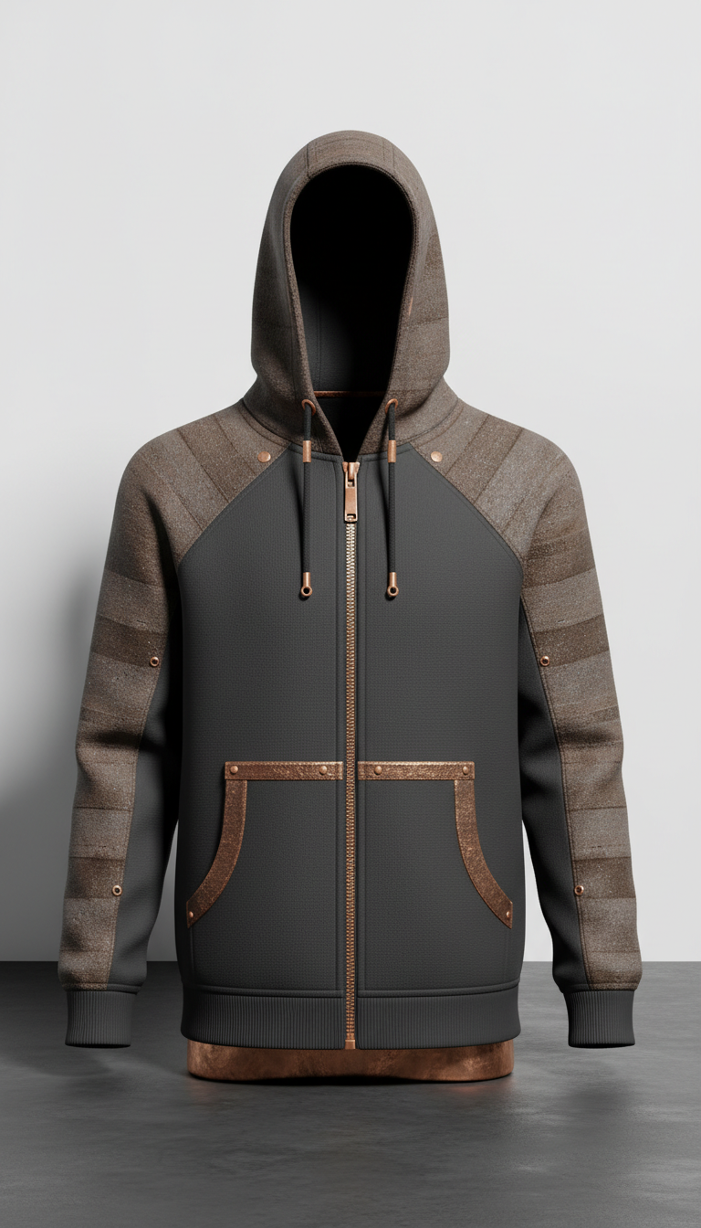 Industrial Hoodie with Construction Texture Panels