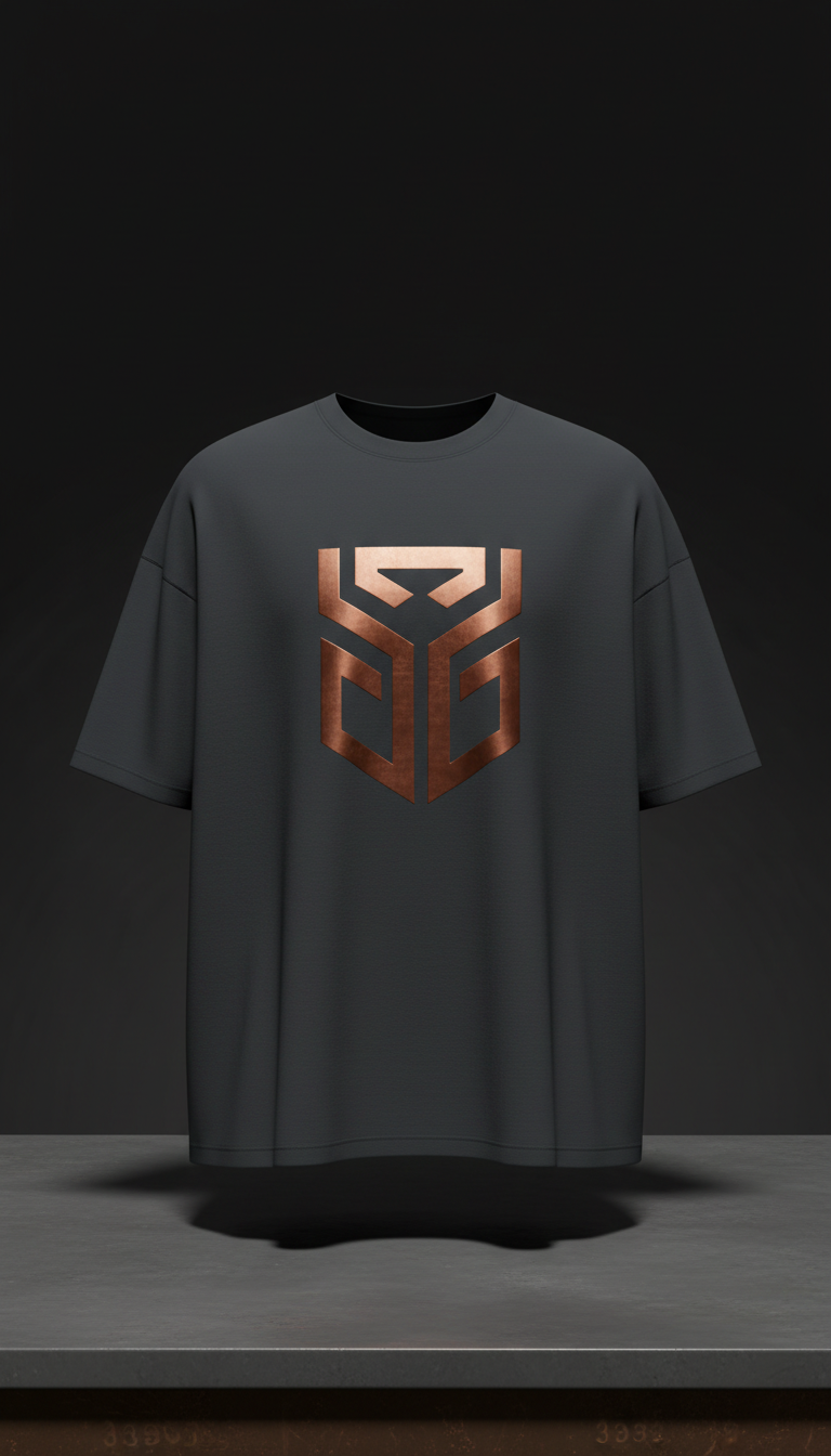 Oversized Graphic Tee with Copper Logo